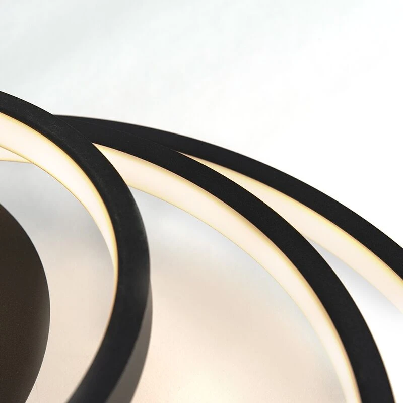 Aktion ✨ QAZQA Moderne Deckenleuchte schwarz inkl. LED und Dimmer - Rondas 😀 9 Aktion ✨ QAZQA Moderne Deckenleuchte schwarz inkl. LED und Dimmer - Rondas 😀 – Bild 9