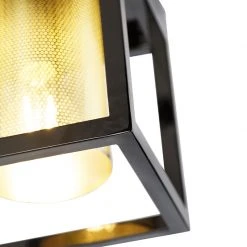 Bestes Angebot 👏 QAZQA Industrielle Deckenlampe schwarz mit Gold - Cage Tess 🤩 -Deckenleuchten Verkaufs-Shop 9905 104332 7