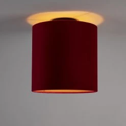 Großhandel 🔥 QAZQA Deckenleuchte mit Samtschirm rot/gold 25 cm - Combi schwarz 🎉 -Deckenleuchten Verkaufs-Shop 9923 98638 8