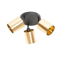 Beste Bewertungen von 💯 QAZQA Moderne spot zwart met goud 3-lichts - Lofty ✔️ -Deckenleuchten Verkaufs-Shop 9939 105419 11