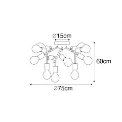 Blitzangebot ⌛ QAZQA Moderne Deckenlampe Schwarz mit Gold 12 Lichter - Juul 👏 -Deckenleuchten Verkaufs-Shop 9972 104776 3